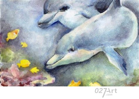 彩铅画海豚